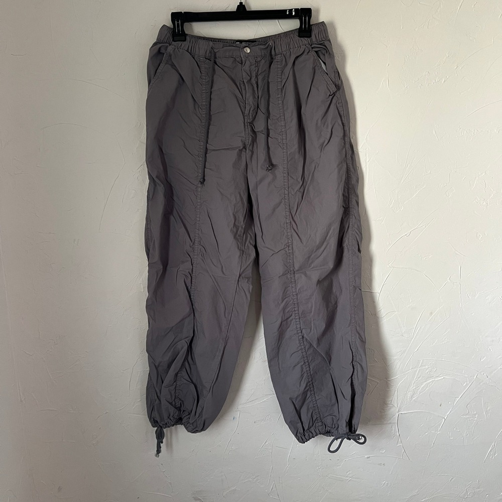 ASOS Design Gray Parachute Pants Y2K Elastic Waist Drawstring Joggers Size 6